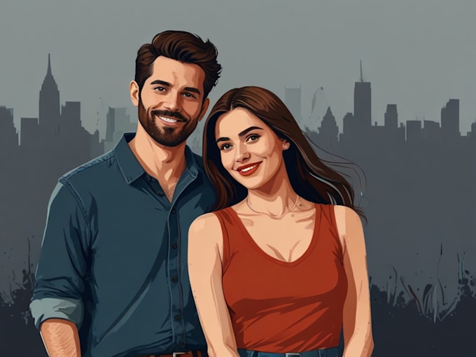 Bestseller - create couples art vector portrait