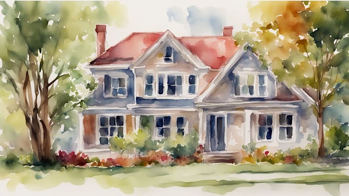 Bestseller - draw your house or building into stunning with watercolor