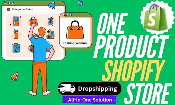 Gig Preview - Create one product shopify store, shopify dropshipping store