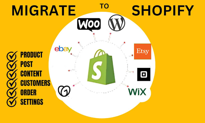 Bestseller - migrate transfer move your wordpress wix ebay etsy woocommerce ecwid to shopify