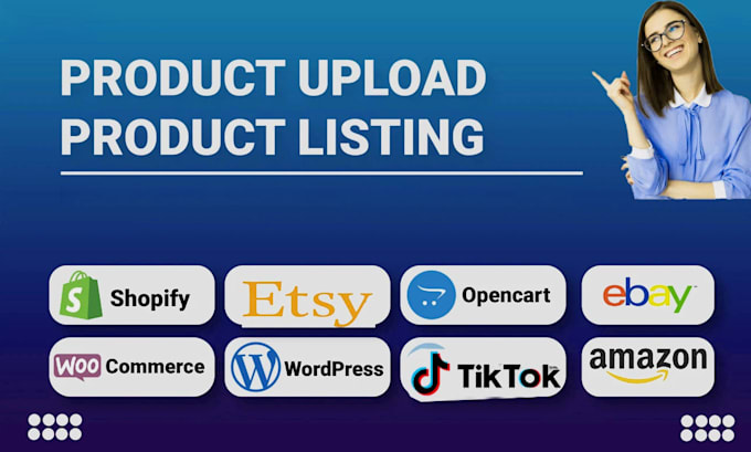 Gig Preview - Add upload products listing to shopify woocommerce etsy ebay amazon store