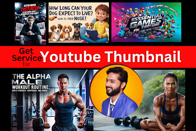 Gig Preview - Create eye catching youtube account videos thumbnail with ai