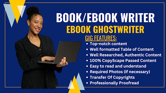 Gig Preview - Be ebook writer, ghostwriter, book writer, books and ebook writing, book writing