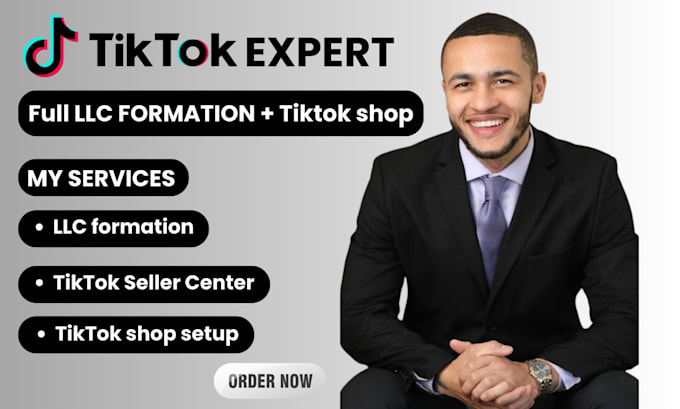 Gig Preview - Do tiktok shop setup llc ein formation tiktok seller center tiktok affiliate usa