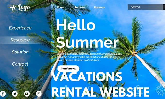 Gig Preview - Vacation rental website, vacation website, booking website