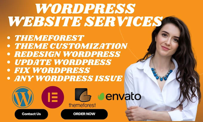 Gig Preview - Install and customize wordpress theme customize themeforest or envanto elementor