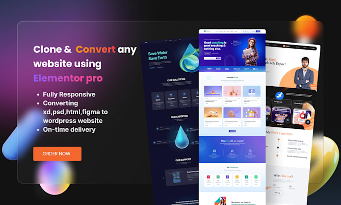 Gig Preview - Clone and convert xd, psd, html,figma to wordpress website using elementor pro