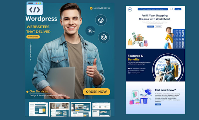 Gig Preview - Create responsive wordpress website design or wordpress redesign developer