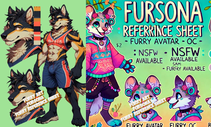 Gig Preview - Fursona reference sheet furry avater furry nsfw furry oc for you