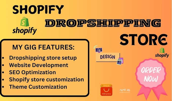 Gig Preview - Do shopify website design, shopify redesign, dropshipping store, shopify website