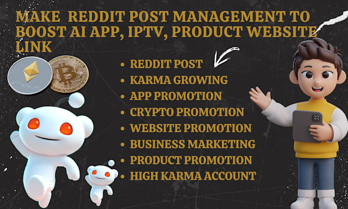 Gig Preview - Do reddit post management to boost ai app iptv business product website link