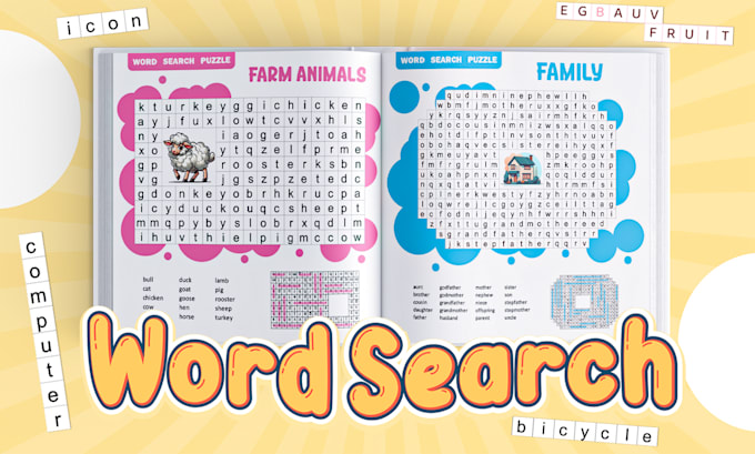 Gig Preview - Create custom word search puzzle book interiors with covers for kdp