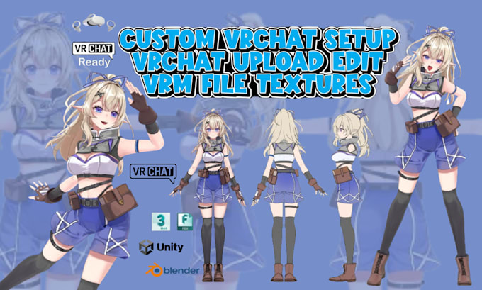 Gig Preview - Custom vrchat setup, edit vrchat upload, vrchat texture, booth avatar, vrm quest