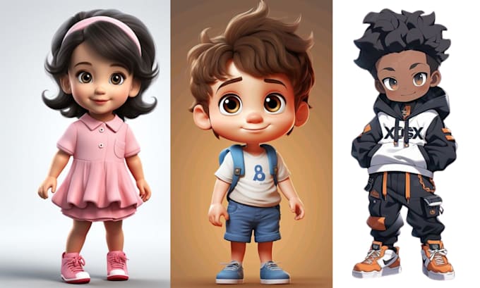 Gig Preview - Do 3d cute character 3d chibi cute character 3d cute animal for printing or game