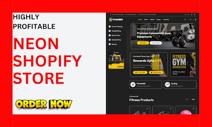 Gig Preview - Create highly profitable  neon shopify store neon website  logo store neon sign