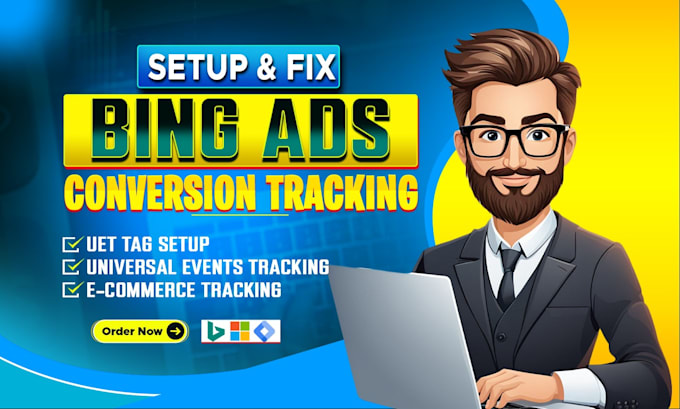 Gig Preview - Do microsoft bing ads uet tag,conversion goals,ecommerce tracking setup by GTM