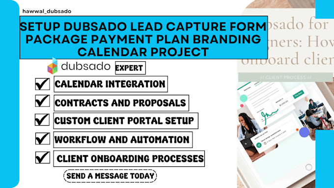 Gig Preview - Setup dubsado lead capture form package payment plan branding calendar project