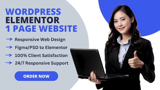 Gig Preview - Create one page wordpress elementor website