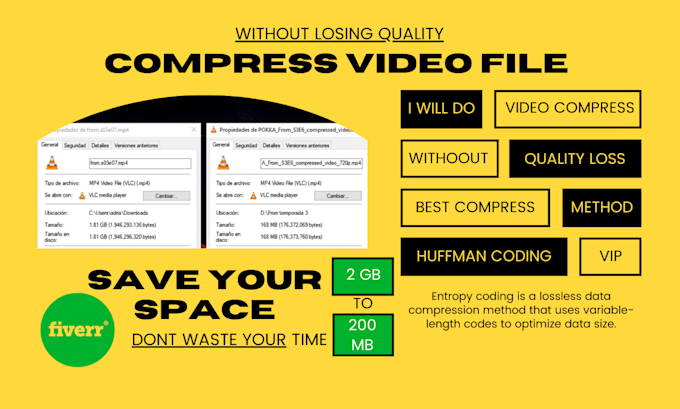 Gig Preview - Compress any video into the smallest size possible