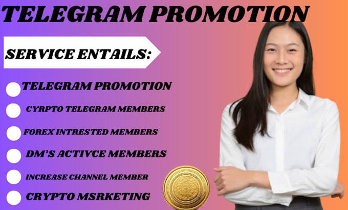 Gig Preview - Grow crypto telegram promotion, crypto telegram marketing, telegram subscribers