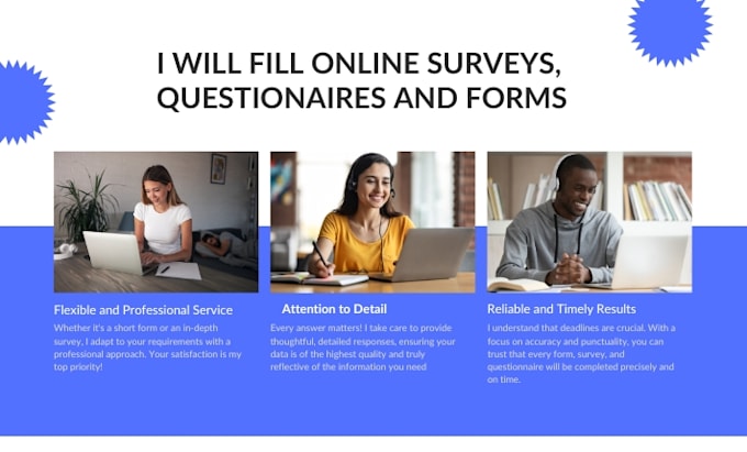 Gig Preview - Fill online surveys questionnaires and google forms