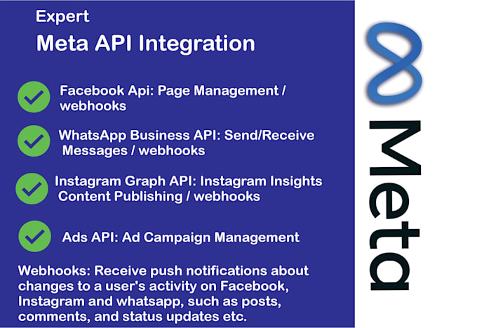 Gig Preview - Integrate meta apis for facebook, whatsapp, and instagram efficiently