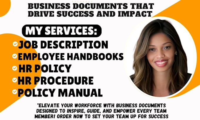 Gig Preview - Create job descriptions, employee handbooks, HR policies, and procedural manuals