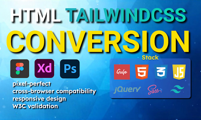 Gig Preview - Convert PSD to html tailwindcss, figma to html tailwindcss