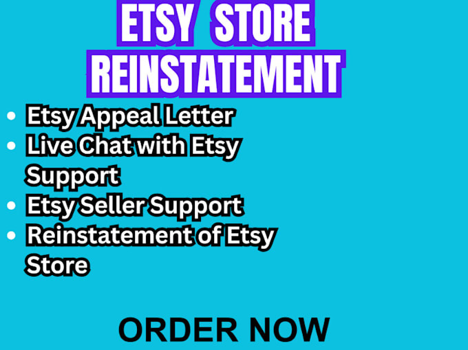 Gig Preview - Reinstate etsy suspension, etsy reinstatement with appeal letter and etsy reopen