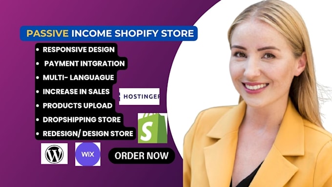 Gig Preview - Do passive income, ecommerce customization shopify optimization on wix wordpress