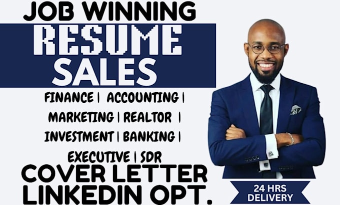 Gig Preview - Write sales, executive, accounting, finance, banking, realtor, marketing resume