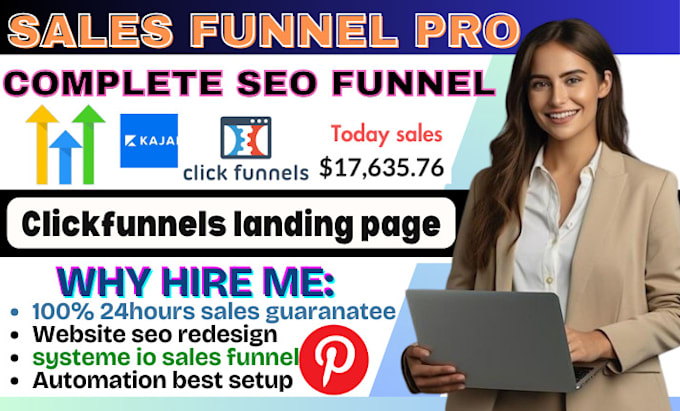 Gig Preview - Systeme io sales funnel, systeme io or gohighlevel clickfunnels 2 0 landing page