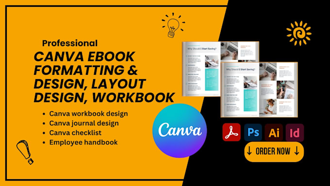 Gig Preview - Format, design canva ebook, workbook checklist pdf lead magnet, handbook journal