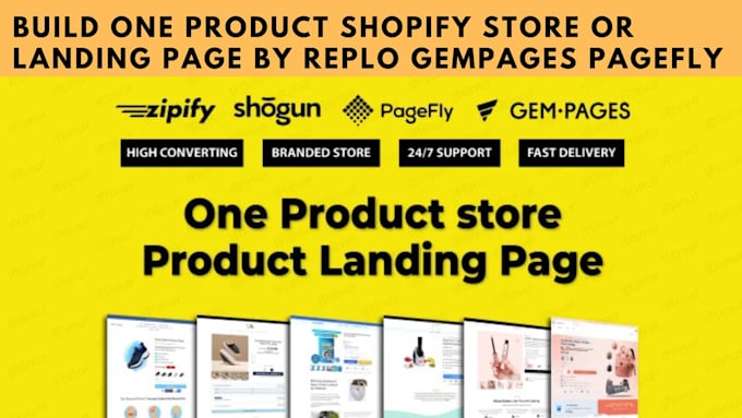 Gig Preview - Build shopify product store and landing page by replo gempages pagefly