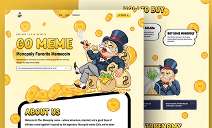 Gig Preview - Meme landing page, meme coin website, crypto website, memecoin