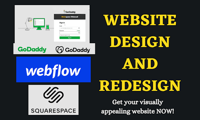 Gig Preview - Do godaddy website squarespace website webflow website design and redesign