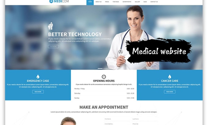 Gig Preview - Medical website healthcare website doctor website clinic website medical website