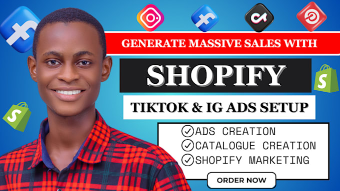 Gig Preview - Setup tiktok shop dropshipping, instagram shop, facebook shop, shopify marketing