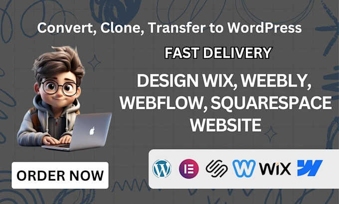 Gig Preview - Design wix weebly transfer webflow squarespace to wordpress clone website