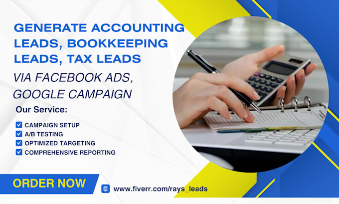 Gig Preview - Generate targeted accounting lead, bookkeeping leads, tax leads via facebook ads