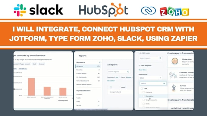 Gig Preview - Integrate, connect hubspot CRM with jotform, typeform, zoho, slack using zapier