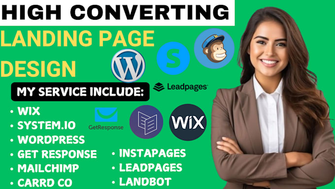 Gig Preview - Design a high converting landing page for carrd co, get response, wix, wordpress