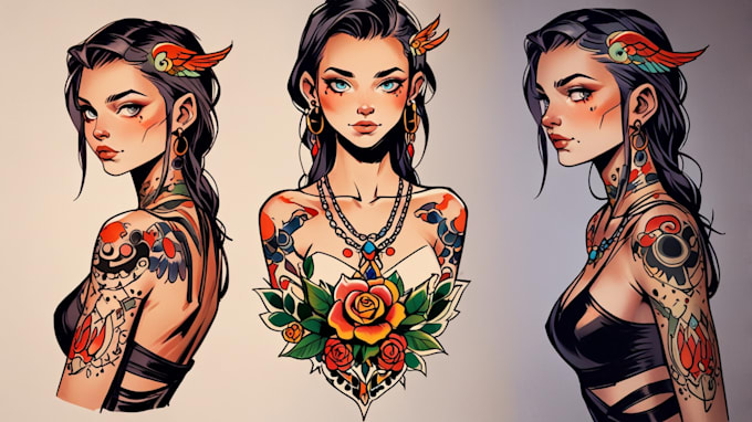 Bestseller - custom american traditional tattoo design old school style