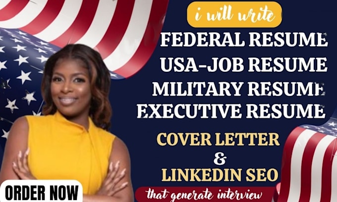 Gig Preview - Craft a federal resume, USA job, government, veteran resume, and cover letter