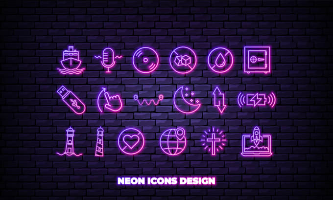 Gig Preview - Create stylish neon icons for your website or social media