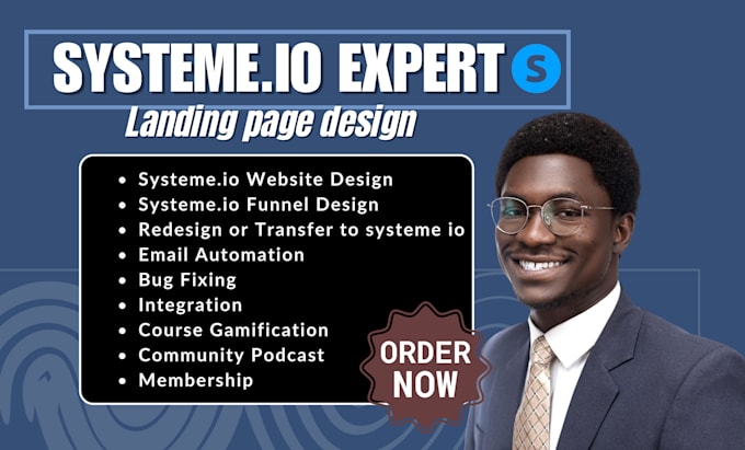 Gig Preview - Design landing page systeme io sales funnel clickfunnels website systeme io