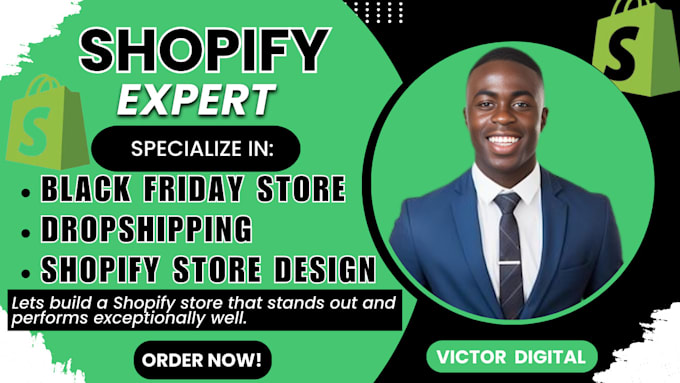 Gig Preview - Do shopify black friday christmas store, dropshipping and shopify store design