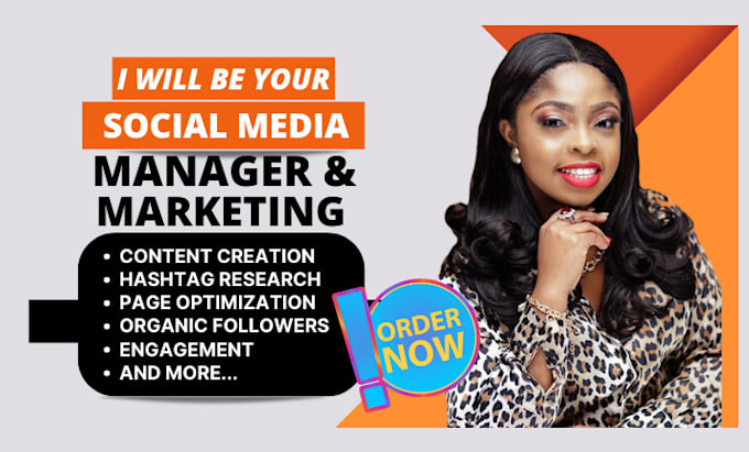 Gig Preview - Be your social media manager marketing and content creator