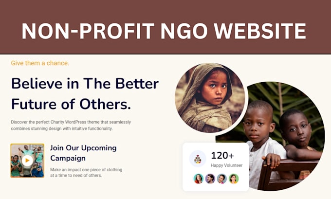 Gig Preview - Build charity website fundraising website ngo nonprofit website