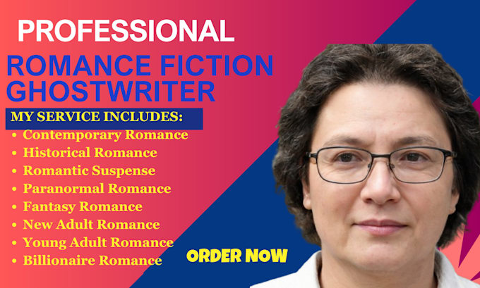 Gig Preview - Be your romance, ebook ghostwriter, romance ghostwriter fiction ghostwriter